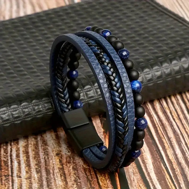 Fashion Layered Woven Faux Leather Bracelet