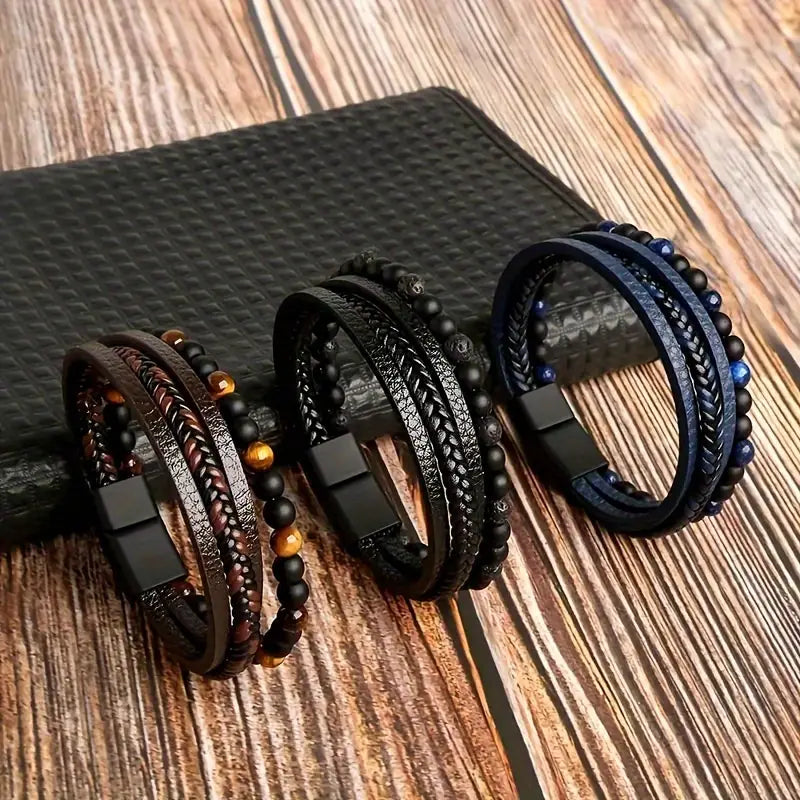 Fashion Layered Woven Faux Leather Bracelet